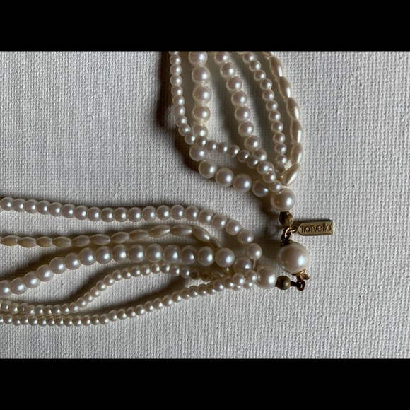 5 strand pearl style necklace MARVELLA - VINTAGE! - Picture 8 of 11